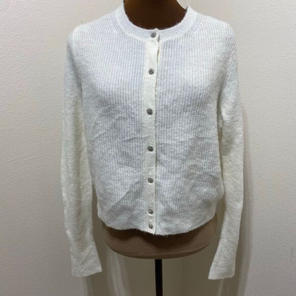 Boden Jewel Button Fluffy Cardigan Sweater Size Medium - Picture 1 of 6